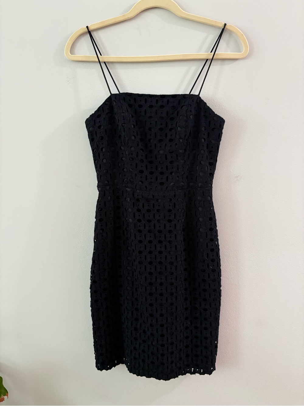 Banana Republic Black Eyelet Spaghetti-Strap Mini Dress, Size 0